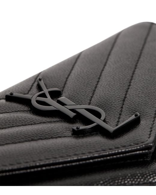 Saint Laurent Black Monogram Matelassé Large Flap Wallet