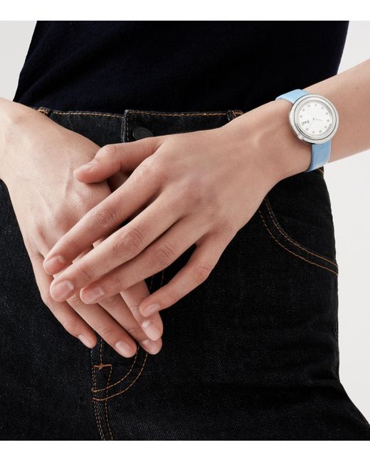 Piaget Blue Steel, Diamond And Alligator Strap Possession Watch