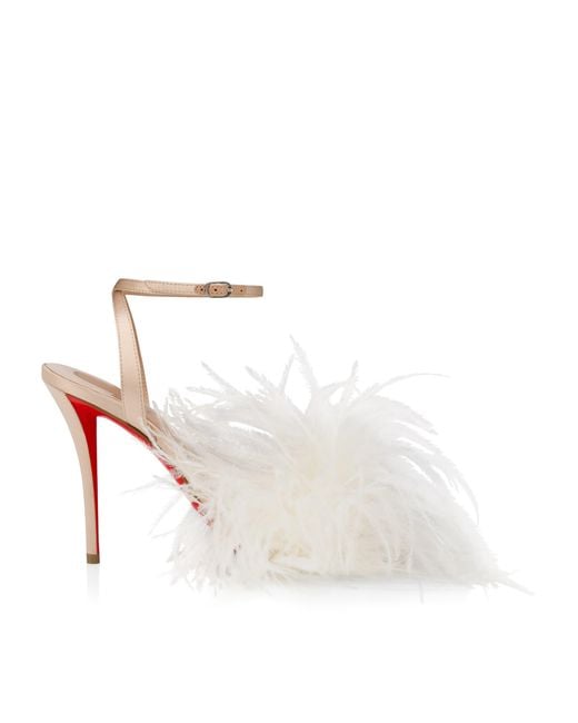 Christian Louboutin White Miss Z Poupi Silk Heeled Sandals 100