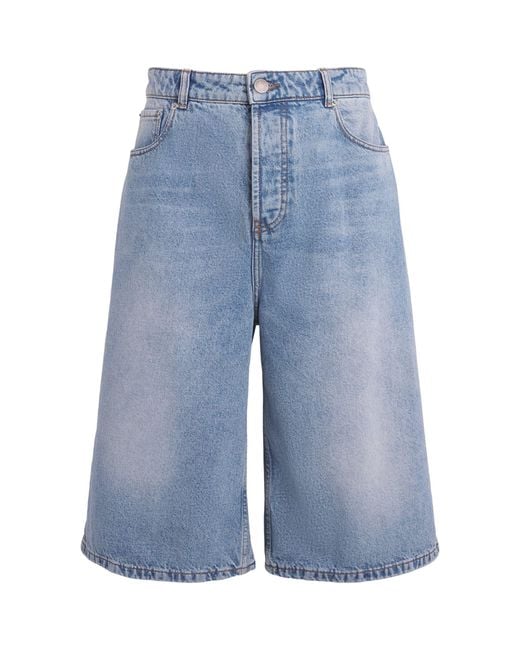 AMI Blue Oversized Bermuda Jean Shorts for men