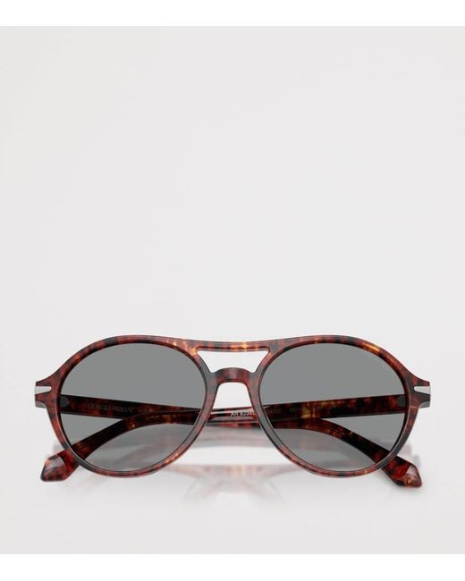 Giorgio Armani Gray Tortoiseshell Round Sunglasses for men