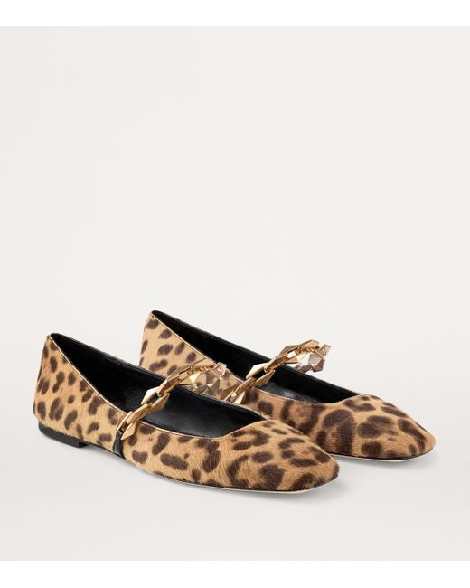 Jimmy Choo Brown Diamond Tilda Leopard Print Ballet Flats