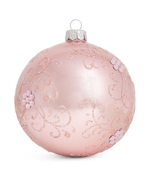 Harrods Pink Metallic Glitter Swirl Bauble