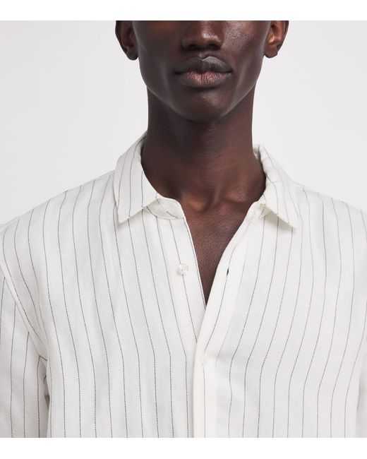 PAIGE White Linen-Blend Stripe Shirt for men