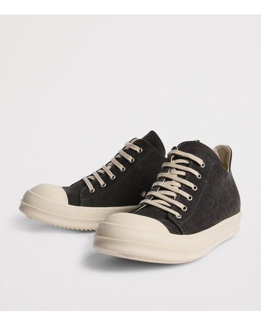 Rick Owens Black Canvas Low-Top Sneakers for men