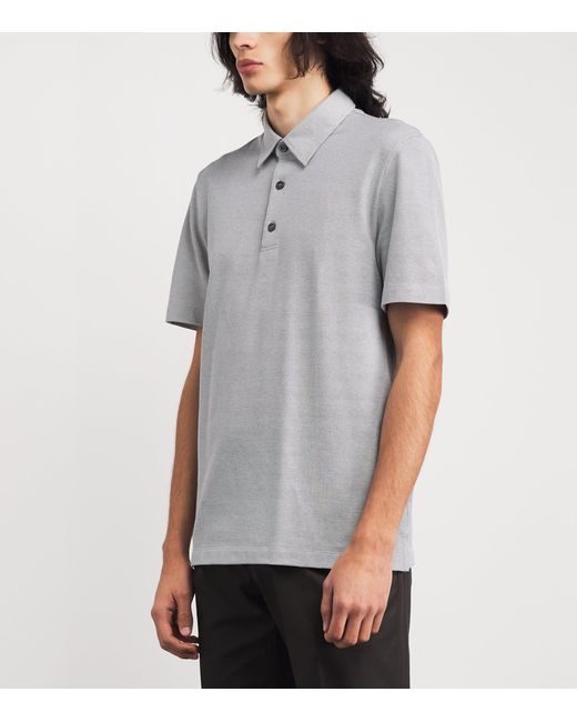 Brioni Gray Cotton Piqué Polo Shirt for men
