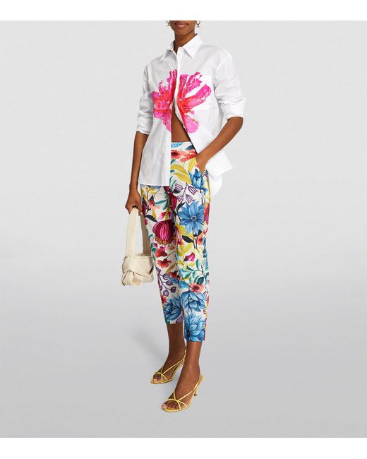MAX&Co. Blue Cropped Floral Trousers