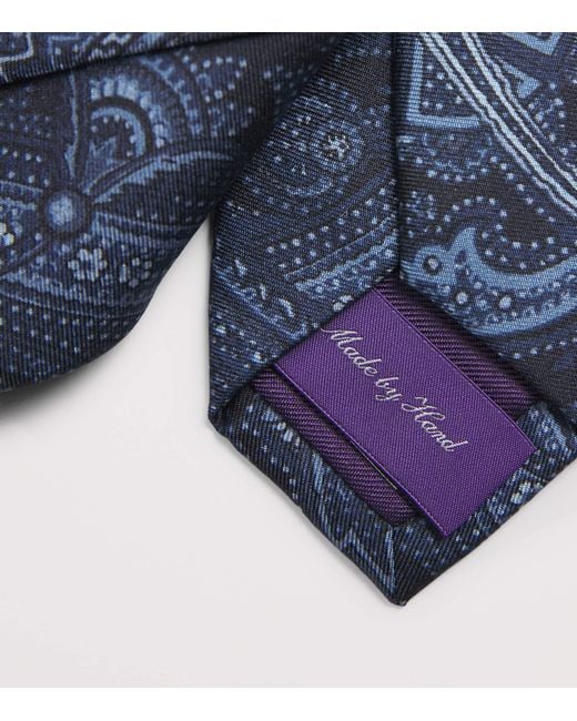 Ralph Lauren Blue Mulberry Paisley Silk Tie for men
