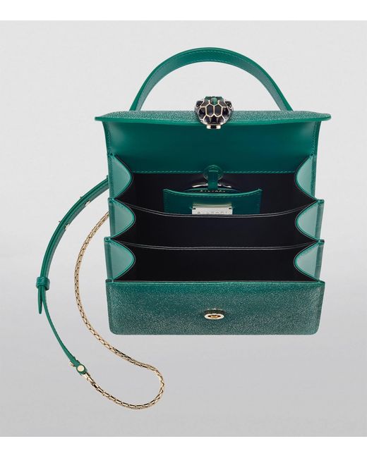 BVLGARI Green Galuchat Leather Serpenti Forever Top-handle Bag