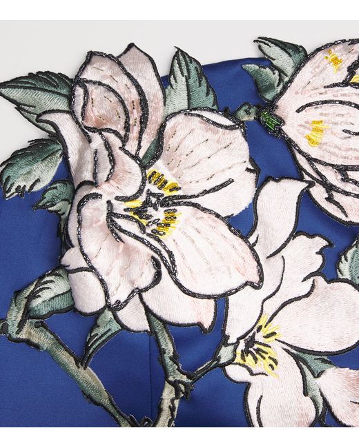 LEO LIN Blue Floral Appliqué Zaria Mini Dress