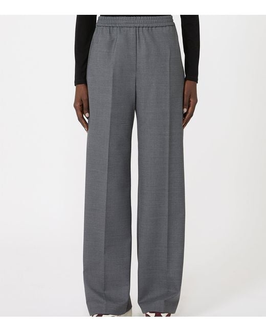 Weekend by Maxmara Gray Virgin Wool-Blend Trousers