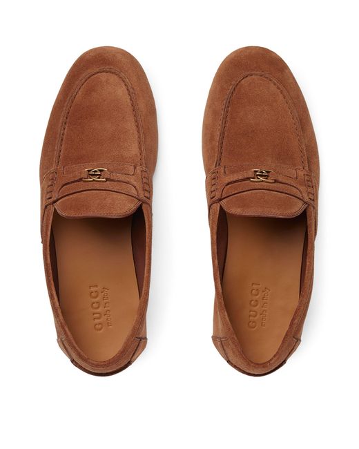 Gucci Brown Suede Interlocking G Loafers for men