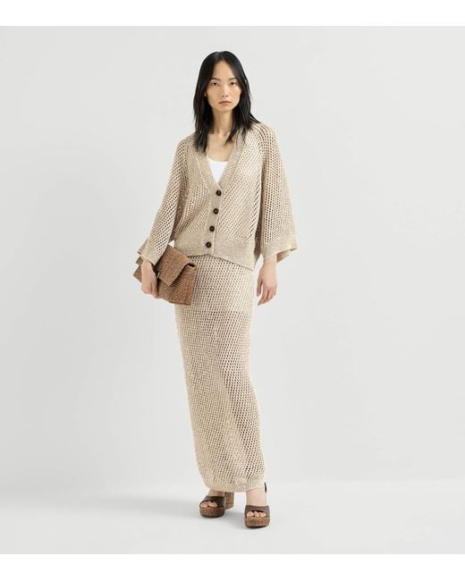 Brunello Cucinelli Natural Embellished Knit Maxi Skirt