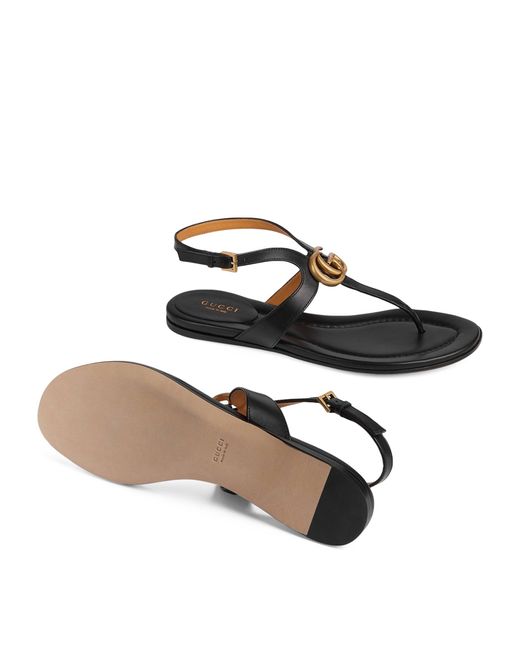 Gucci Brown Leather Double G Sandals