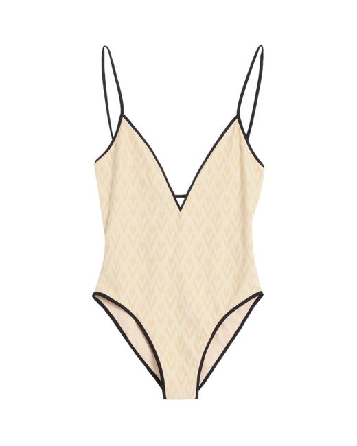 Valentino Natural Jacquard Logo Swimsuit