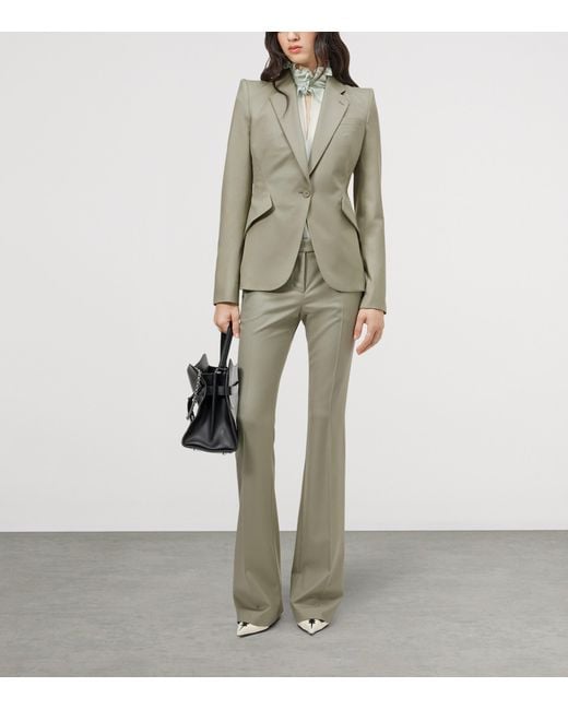McQueen Green Wool Gabardine Single-Breasted Jacket