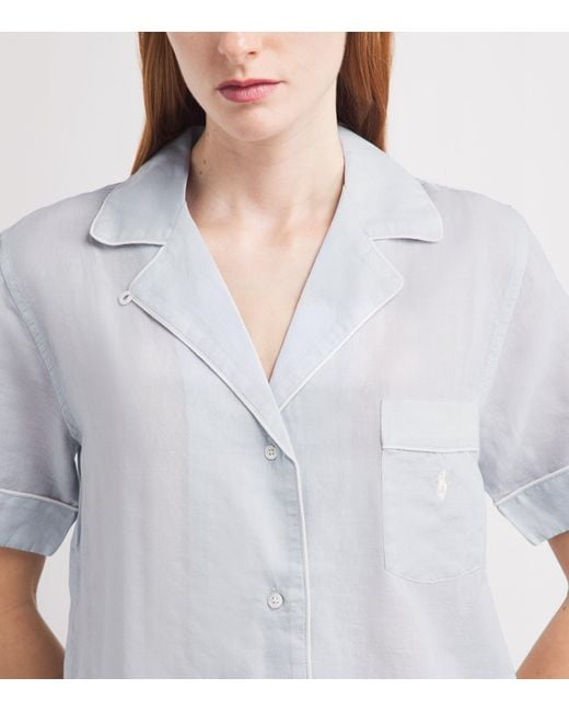 Polo Ralph Lauren White Linen-Cotton Short Pyjama Set