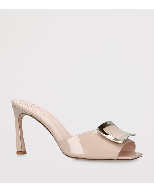 Roger Vivier Natural Patent Leather Trompette Heeled Mules 85