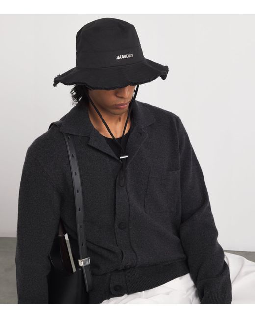 Jacquemus Black Artichaut Logo Bucket Hat for men