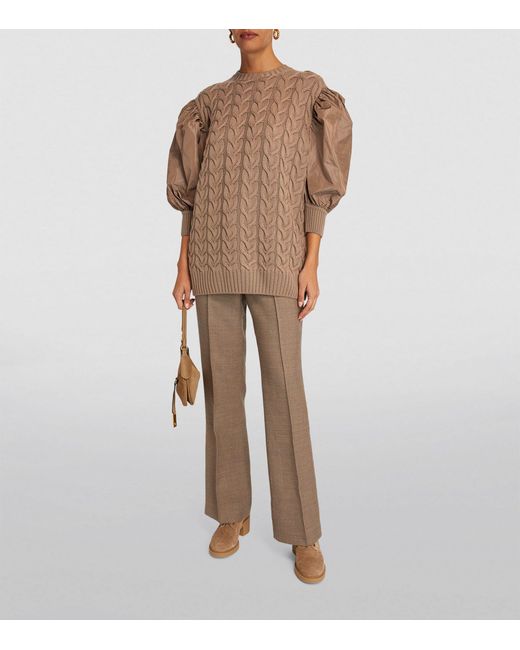 Max Mara Brown Cable-knit Sweater