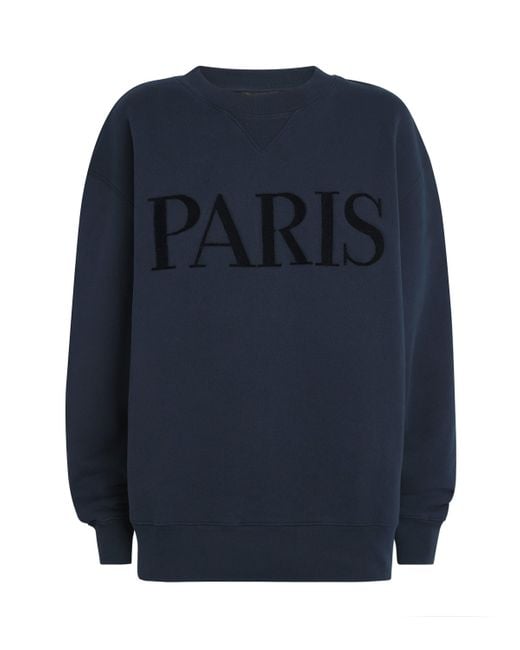 Maje Blue Cotton Paris Graphic Sweatshirt