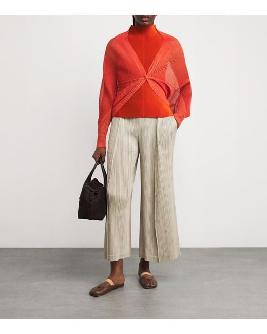 Pleats Please Issey Miyake Orange Tatami July Cardigan