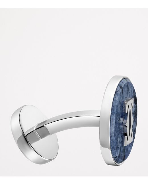 Cartier Blue Sterling Double C De Cufflinks for men