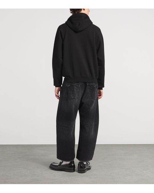Balenciaga Black Cotton Graphic Print Hoodie for men