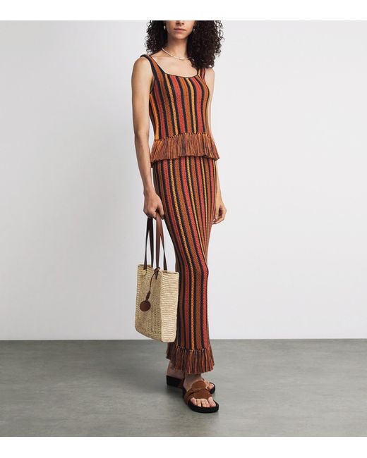 Escvdo Brown Fringe Misti Top