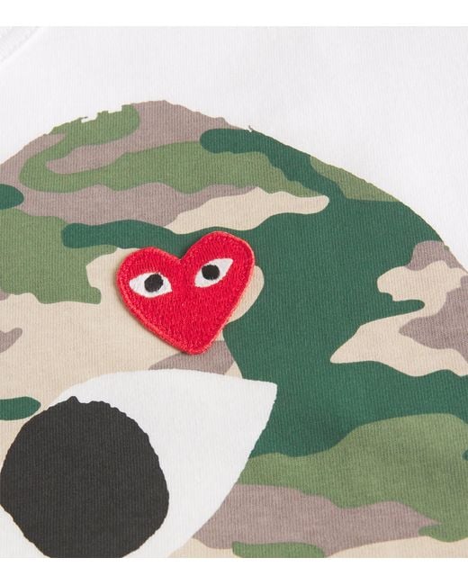 COMME DES GARÇONS PLAY Green Camouflage Large Heart Logo T-Shirt for men