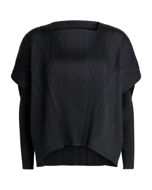 Pleats Please Issey Miyake Black Pleated Module Top
