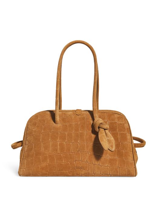 Jacquemus Brown Suede Croc-Embossed Le Turismo Shoulder Bag