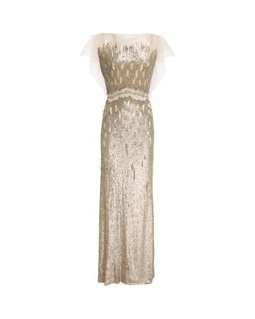 Jenny Packham Natural Tulle Sequinned Bonnie Gown