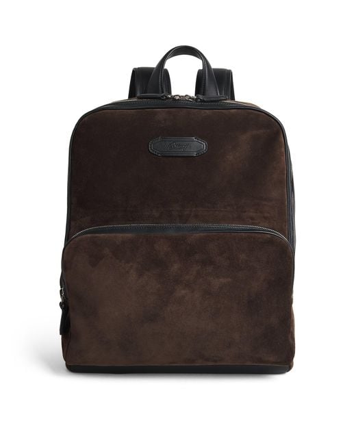 Brioni Brown Suede Via Veneto Backpack for men