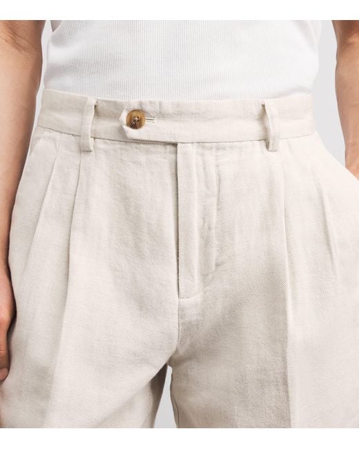 CHE White Cotton-Linen Marinos Chino Shorts for men