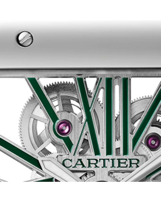 Cartier Gray Large Steel Santos De Skeleton Watch 39.8mm