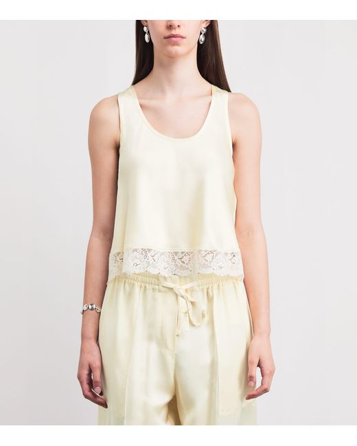 Sandro White Lace-Trim Top