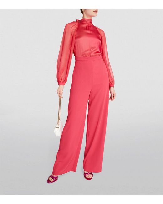 MAX&Co. Red Crepe-satin-chiffon Jumpsuit