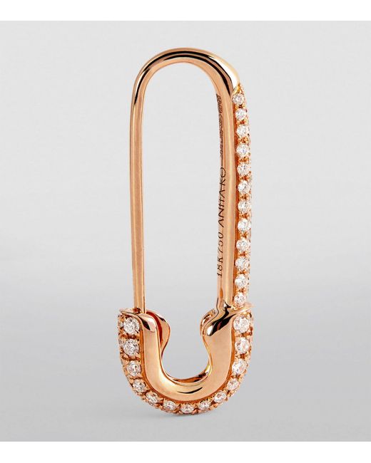 ANITA KO Safety Pin 18-karat rose gold sapphire earring