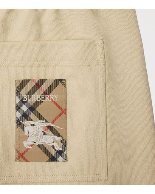 Burberry Natural Cotton Check Label Shorts for men