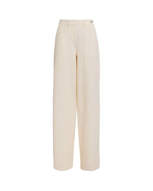 MAX&Co. White Corduroy Wide-Leg Trousers