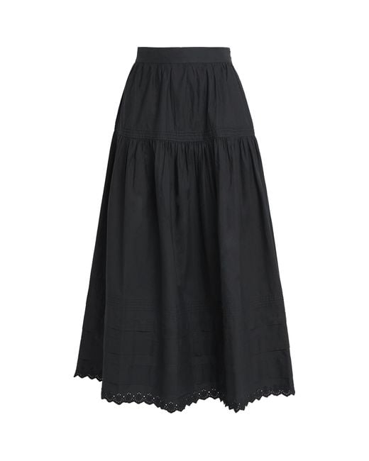 Doen Black Organic Cotton Sebastiane Midi Skirt