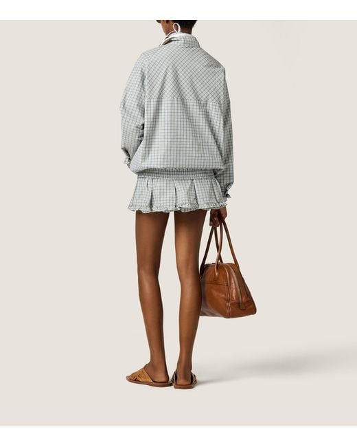 Miu Miu Gray Technical Check Print Blouson Jacket