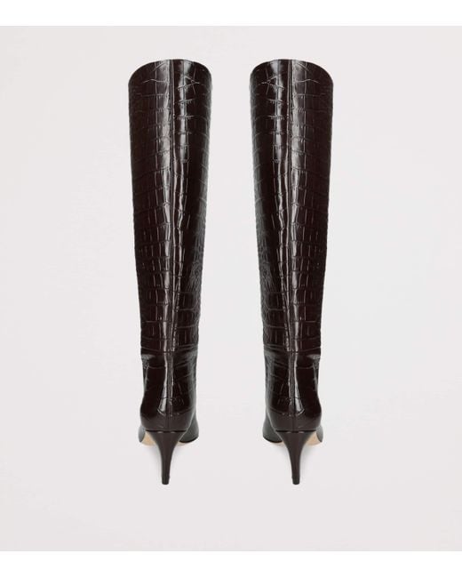 Paris Texas Black Croc-Embossed Leather Stiletto Boots 60