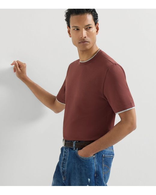 Brunello Cucinelli Cotton Faux-Layered T-Shirt for men