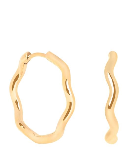 Astrid & Miyu Metallic Plated Sterling Ripple Hoop Earrings