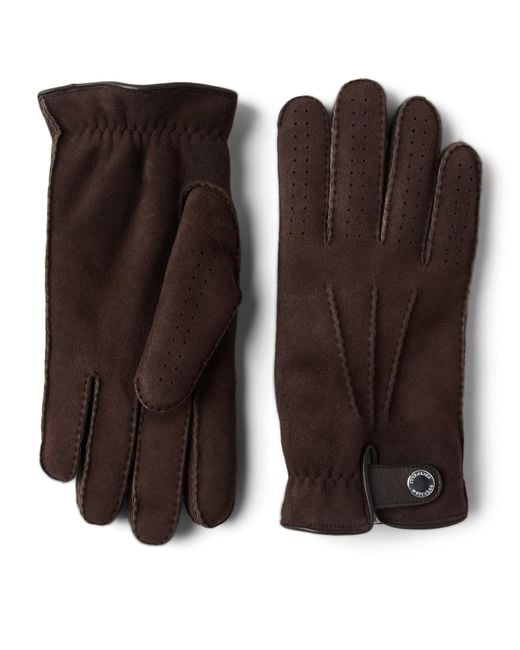Brunello Cucinelli Brown Suede Shearling Gloves for men