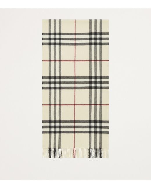 Burberry White Cashmere Wide Check Scarf