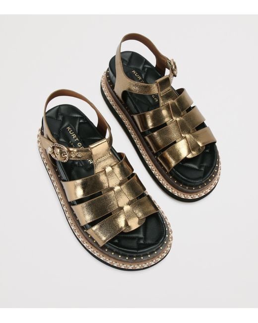 Kurt Geiger Brown Metallic Leather Orson Sandals