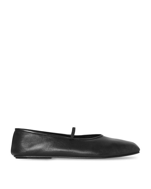 The Row Black Leather Ballet Flats